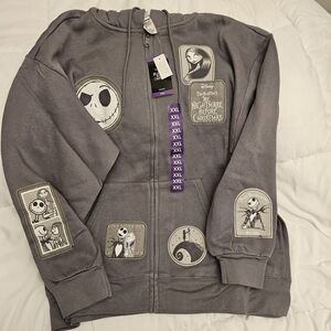 🆕 SIZE XXL DISNEY HOODIE The Nightmare Before Christmas full zip w/ patches